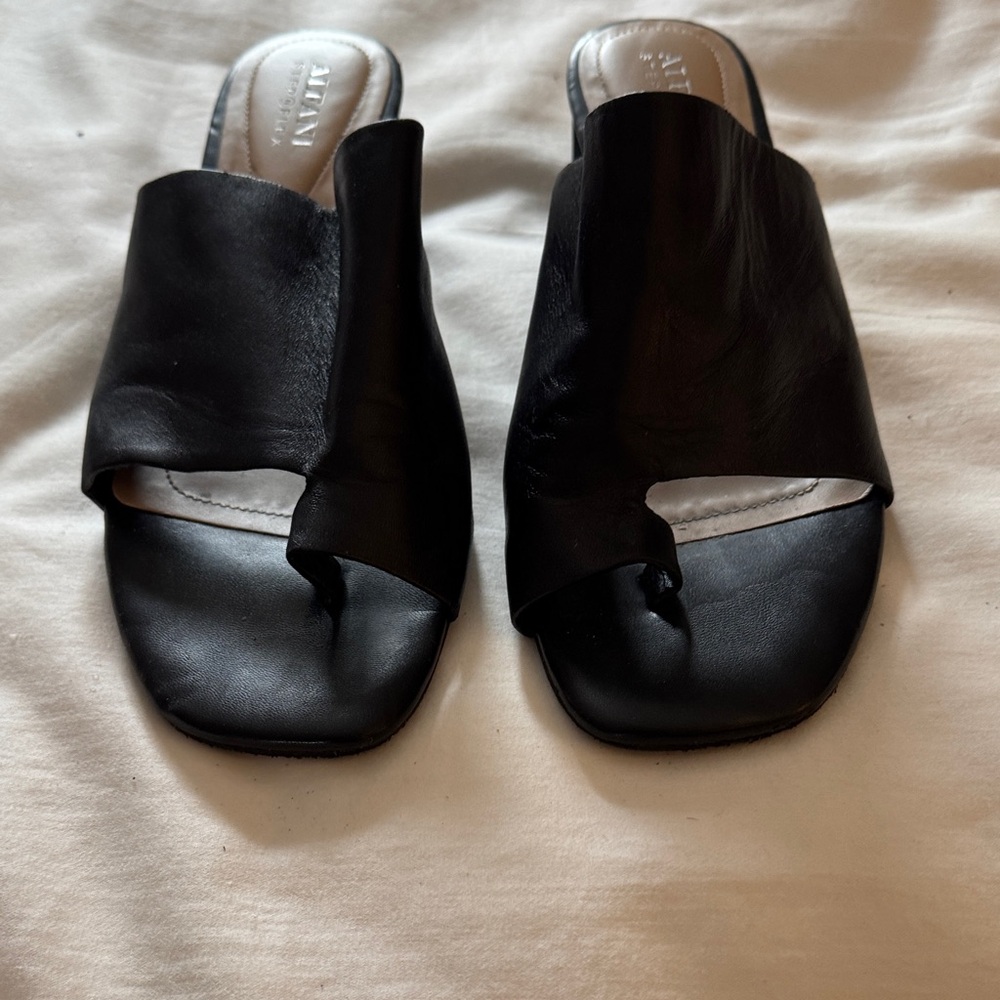 Alfani Black Leather Open-Toe Slide Mules